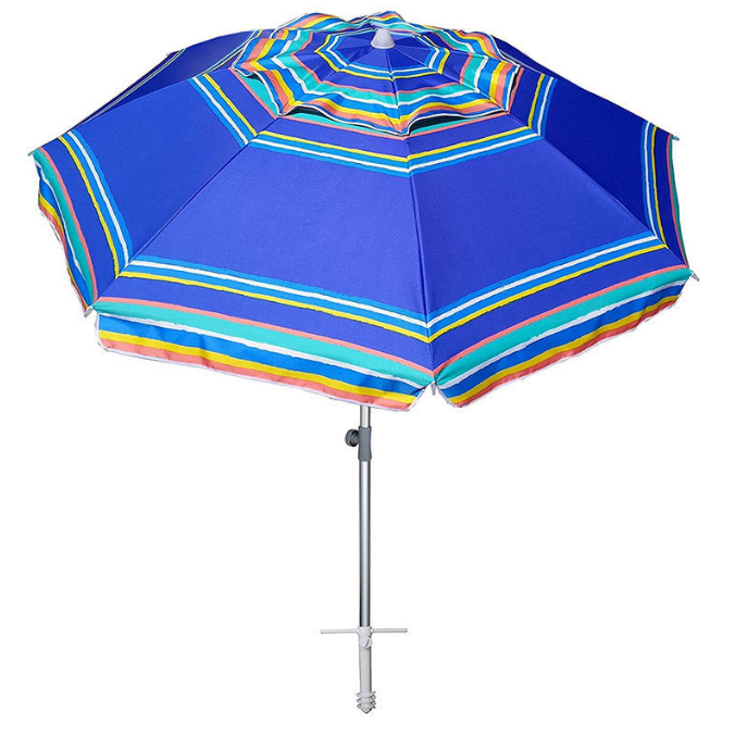 Outdoor Advertising Silver Coated 140G 160G Polyester Fabric Beach Parasol Umbrella With Tilt 