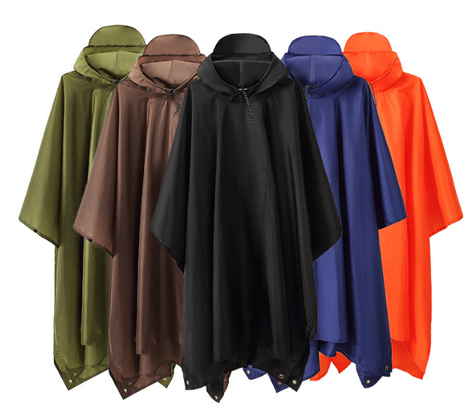 Multifunctional Lightweight Unisex Hooded Raincoat Poncho Cloak For Hiking Camping Backpacking Riding Fishing