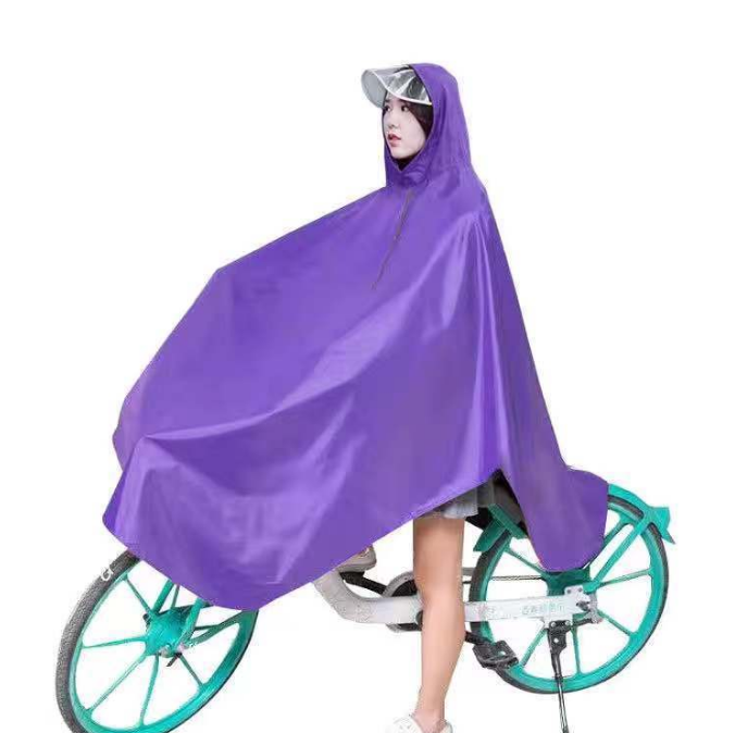 Outdoor Hooded PVC PU Coated Polyester Oxford Pongee Nylon Fabric Motorcycle Electrombile Bicycle Raincoat Raincape Cloak Poncho 