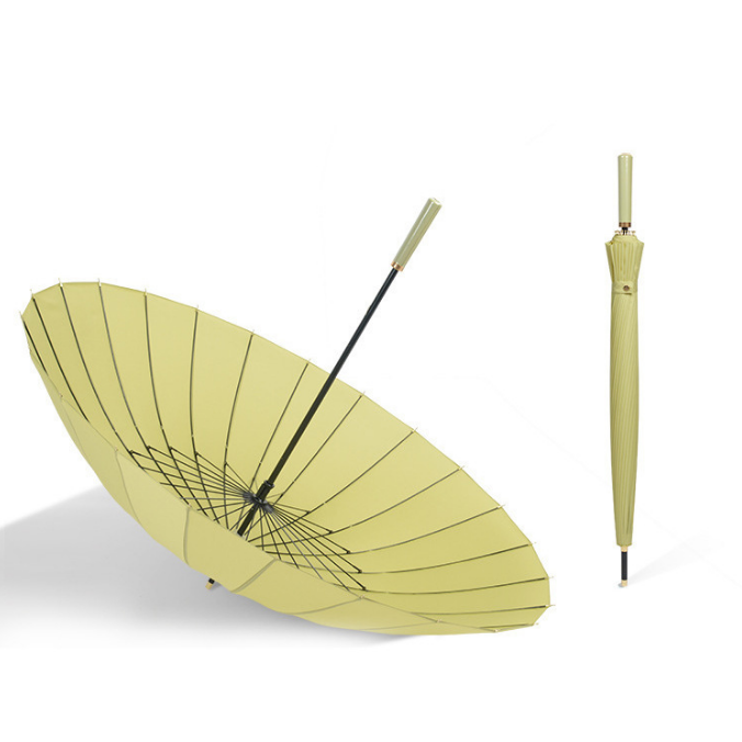 Big Strong 24K Rib Straight Stick Umbrella With PU Leather Handle