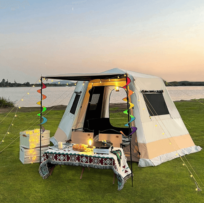Outdoor Big Collapsible Portable Automatic Double Layer Hexagonal Camping Tent 