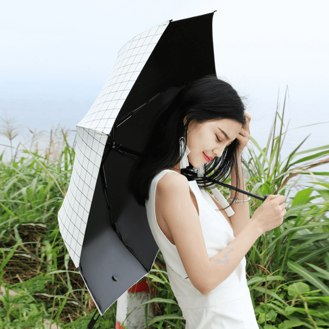 UV Protection Manual Opening Printed 3 Folding Umbrella 