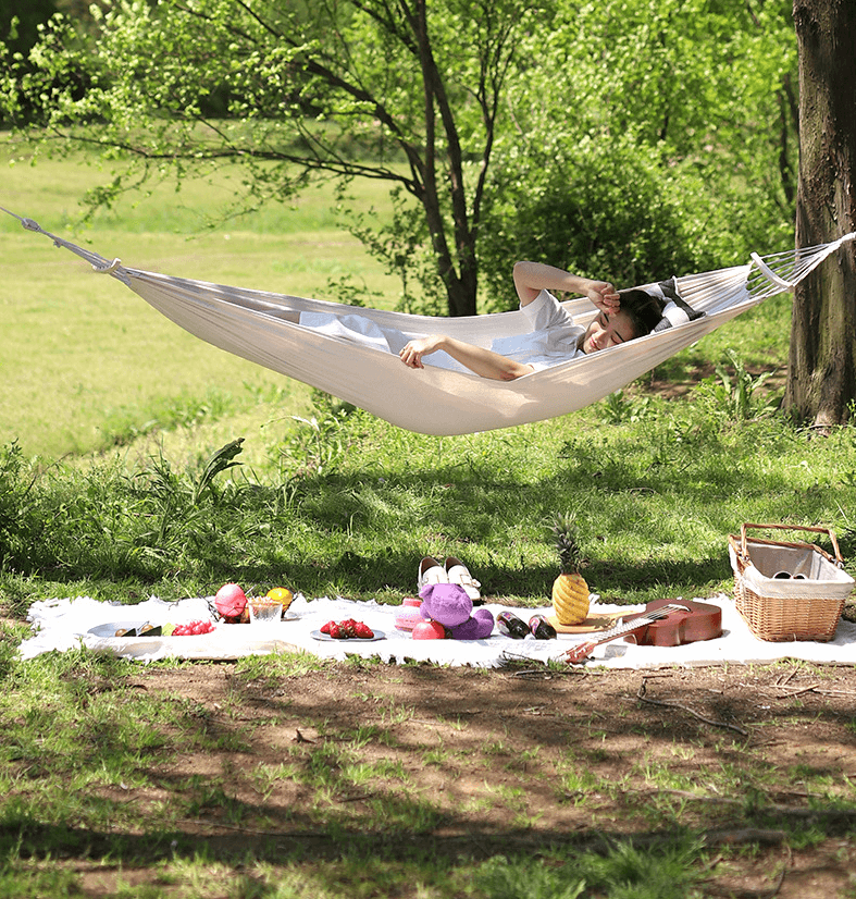 Portable Waterproof Lightweight Single Double Size Canvas Fabric Camping Swing Hammock