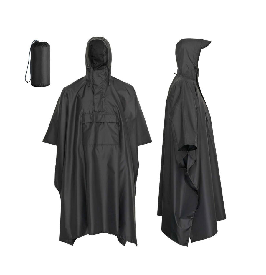 Multifunctional Lightweight Unisex Hooded Raincoat Poncho Cloak For Hiking Camping Backpacking Riding Fishing