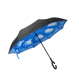 Double Layer C Shaped Handle Straight Reverse Umbrella