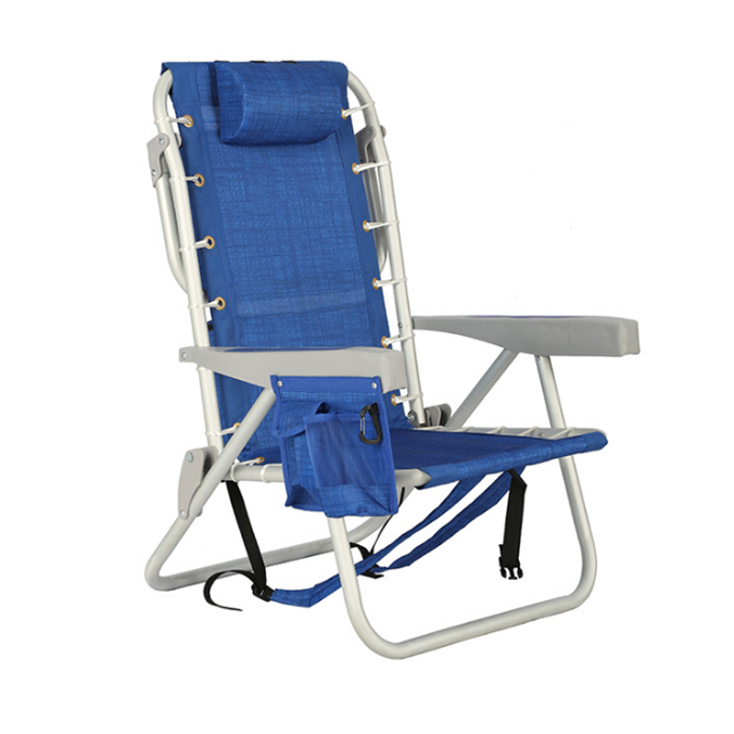 Outdoor High Back Low Seat Comfortable Durable Adjustable Portable Folding Collapsible Lightweight Backpack Fishing Camping Beach Chair With Armrest