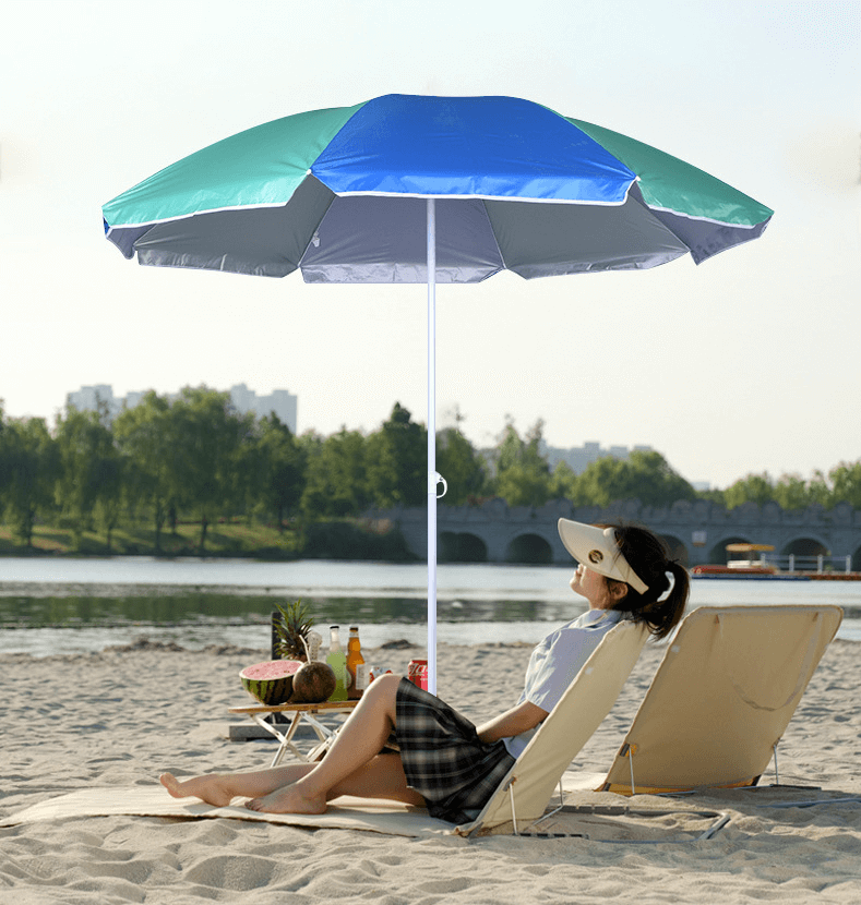 Custom Outdoor Advertising Silver Coated Polyester Fabric Beach Parasol Umbrella