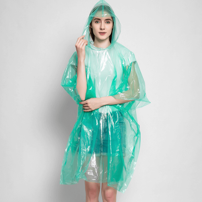 Cheap Portable Lightweight Transparent Eco Friendly Unisex Hooded Disposable Emergency PE Travel Raincoat Raincape Cloak Poncho 