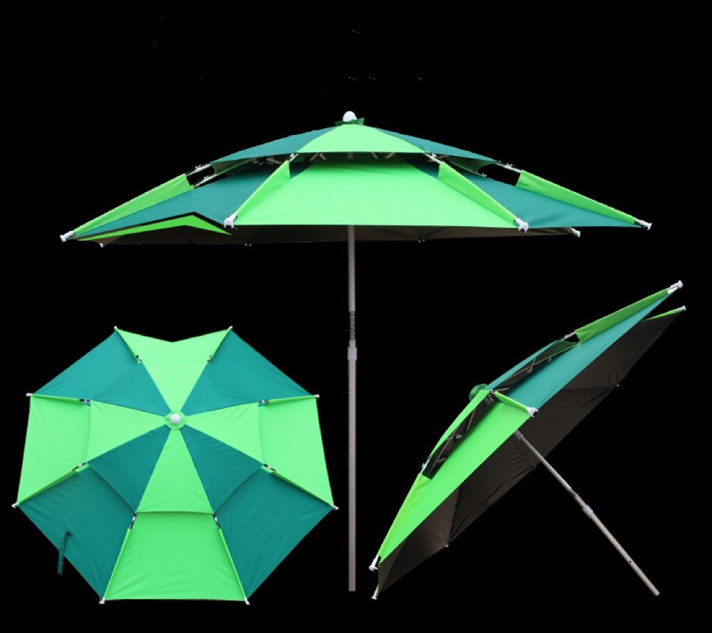 Outdoor Durable Rotatable Adjustable Anti UV Double Layer Ventilated Top Parasol Fishing Umbrella 
