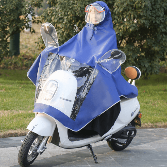 Outdoor Hooded PVC PU Coated Polyester Oxford Pongee Nylon Fabric Motorcycle Electrombile Bicycle Raincoat Raincape Cloak Poncho 