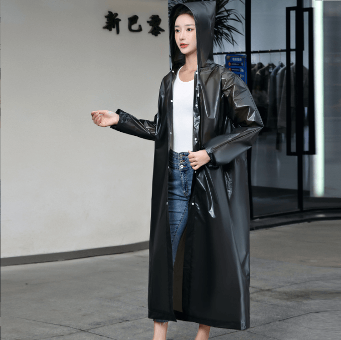 Fashion Portable Lightweight Transparent Translucent Eco Friendly Unisex Hooded Disposable Emergency Usable EVA PE Conjoined Long Travel Rain Gear Raincoat 