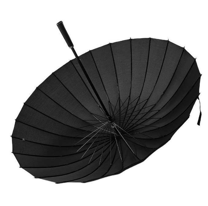 Big Strong 24K Rib Straight Stick Umbrella With PU Leather Handle