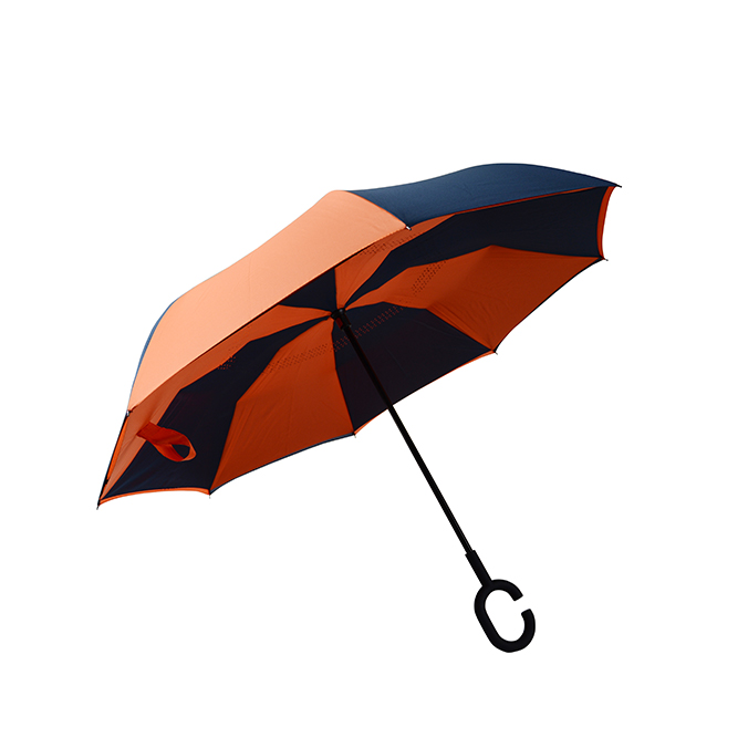  Double Layer C Shaped Handle Straight Reverse Umbrella