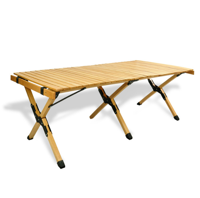 Outdoor Portable Ultralight Solid Wood Aluminum Alloy Picnic BBQ Dining Camping Omelet Egg Roll Folding Table