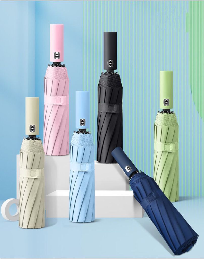 Anti UV Double Rib Auto Open And Close Fully Automatic 12K 3 Fold Umbrella 