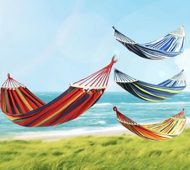 Portable Waterproof Lightweight Single Double Size Canvas Fabric Camping Swing Hammock