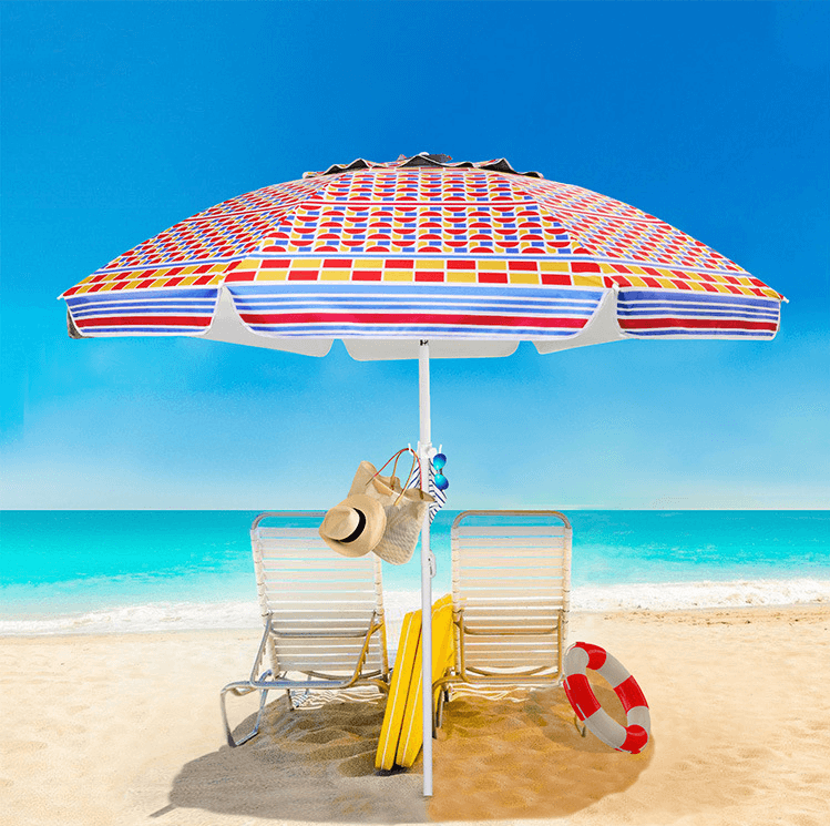 Outdoor Advertising Silver Coated Oxford Fabric Beach Umbrella