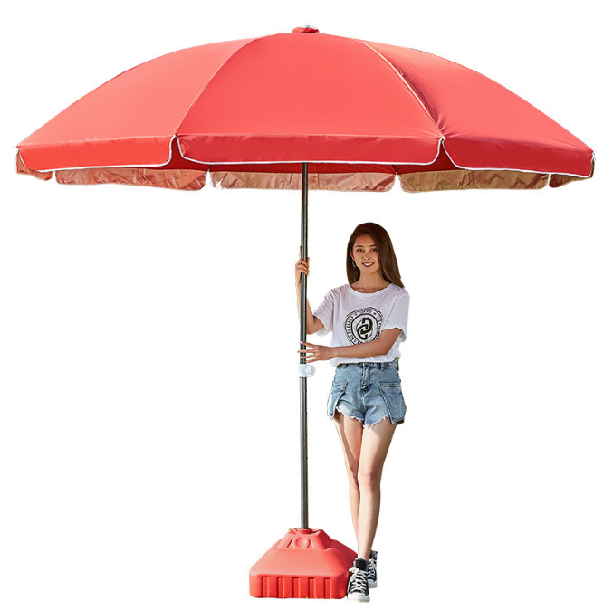Custom Outdoor Advertising Double Layer Fabric Parasol Beach Umbrella