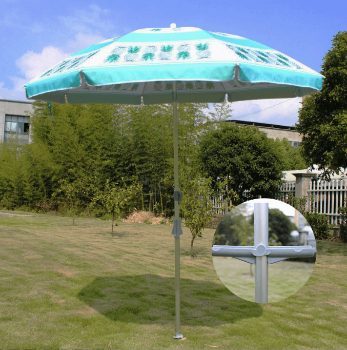 Outdoor Advertising Silver Coated 140G 160G Polyester Fabric Beach Parasol Umbrella With Tilt 