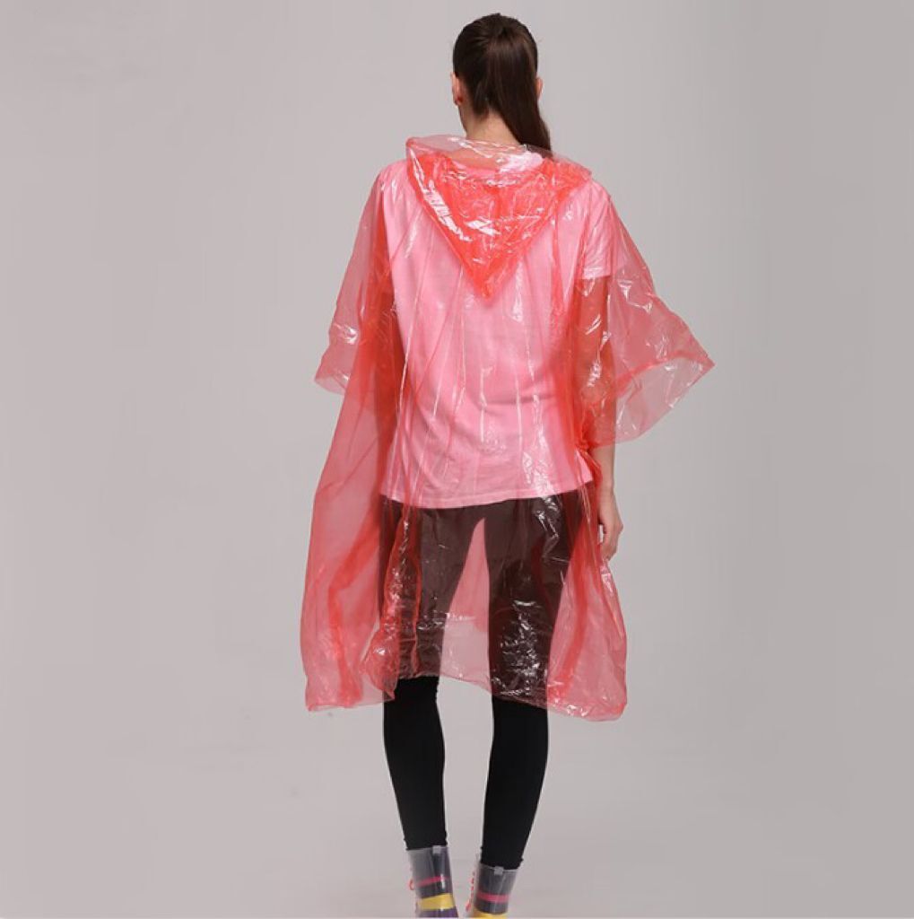 Cheap Portable Lightweight Transparent Eco Friendly Unisex Hooded Disposable Emergency PE Travel Raincoat Raincape Cloak Poncho 