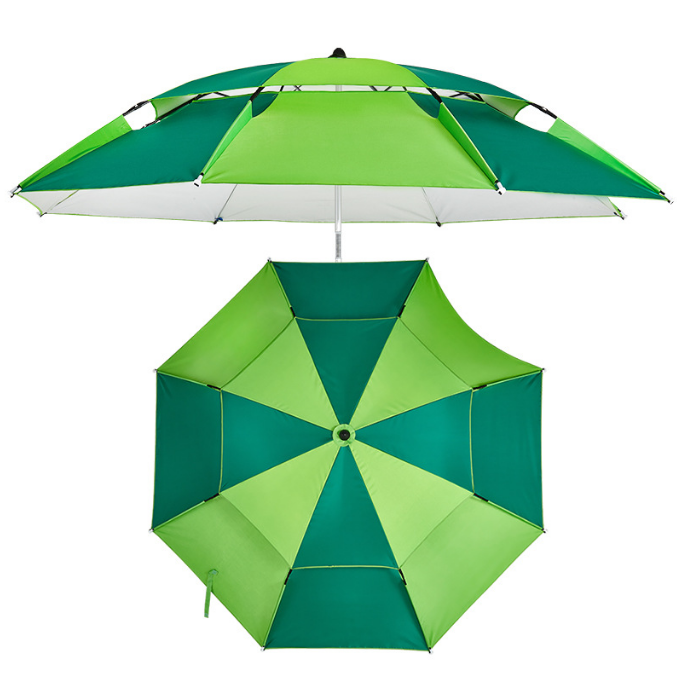 Outdoor Durable Rotatable Adjustable Anti UV Double Layer Ventilated Top Parasol Fishing Umbrella 