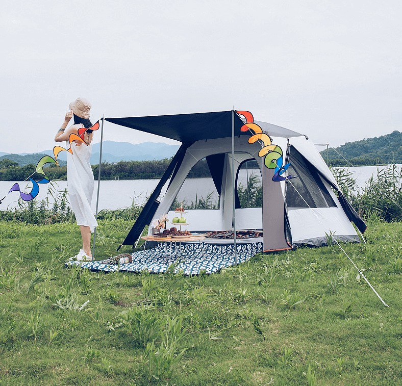 Outdoor Portable Folding Ventilated Automatic Double Layer Hexagonal Camping Tent 