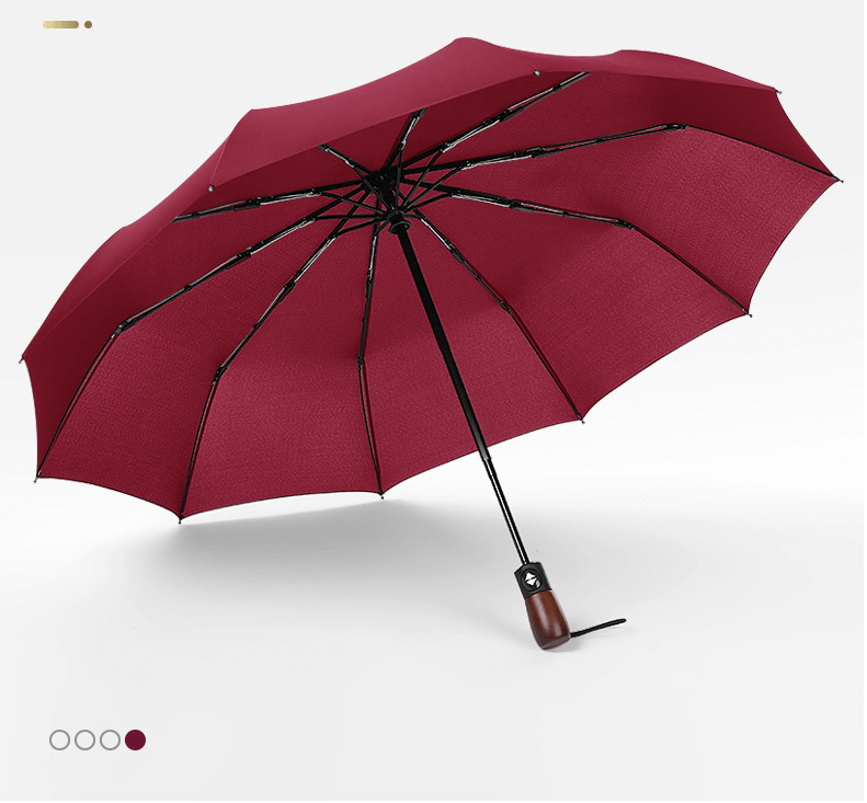 Big Strong Windproof Auto Open And Close Fully Automatic 3 Fold Umbrella With Wooden Handle 