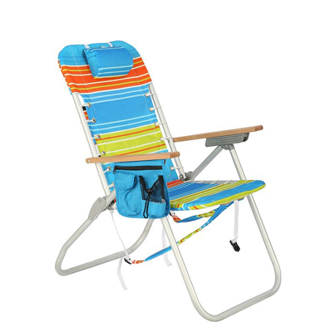 Outdoor High Back Low Seat Comfortable Durable Adjustable Portable Folding Collapsible Lightweight Backpack Fishing Camping Beach Chair With Armrest