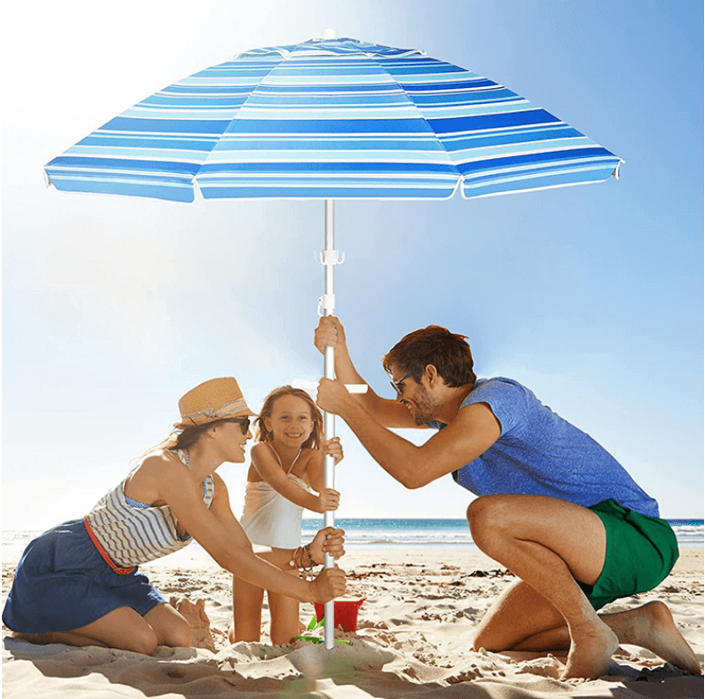 Outdoor Advertising Silver Coated Oxford Fabric Beach Umbrella