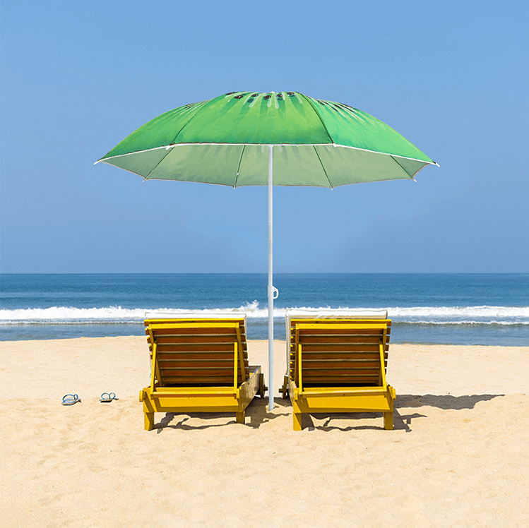Custom Outdoor Advertising Silver Coated Polyester Fabric Beach Parasol Umbrella