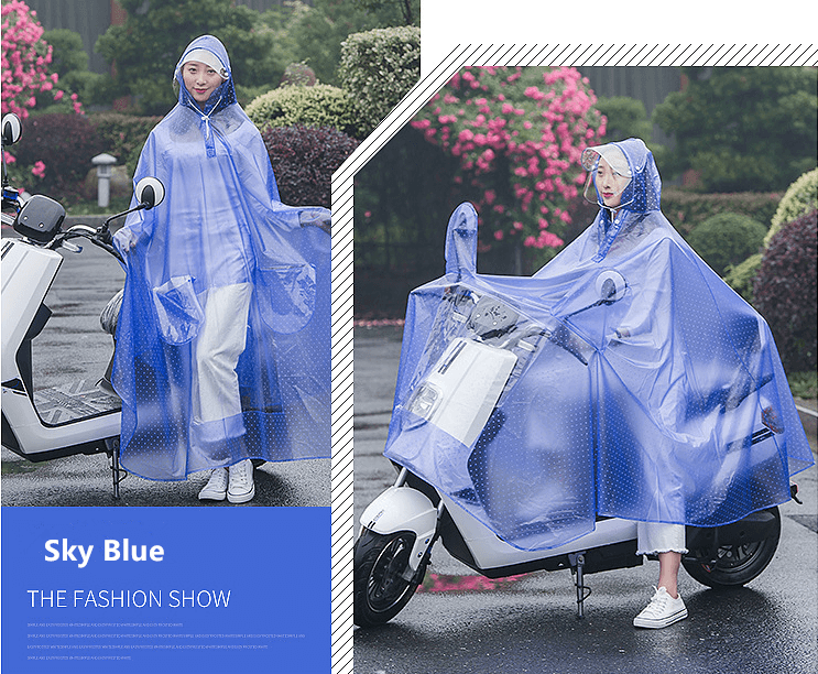 Outdoor Hooded PVC Motorcycle Electrombile Bicycle Raincoat Raincape Cloak Poncho 
