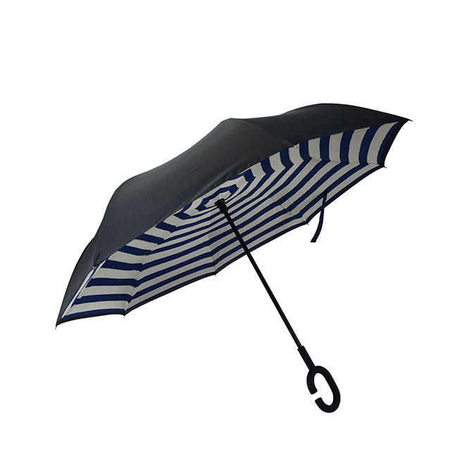  Double Layer C Shaped Handle Straight Reverse Umbrella