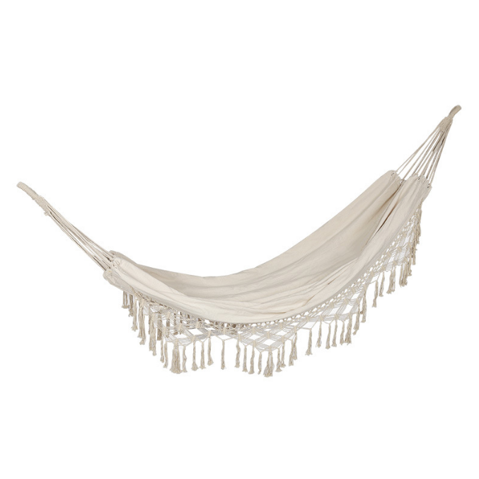 Portable Waterproof Lightweight Single Double Size Canvas Fabric Camping Swing Hammock With Tassel 