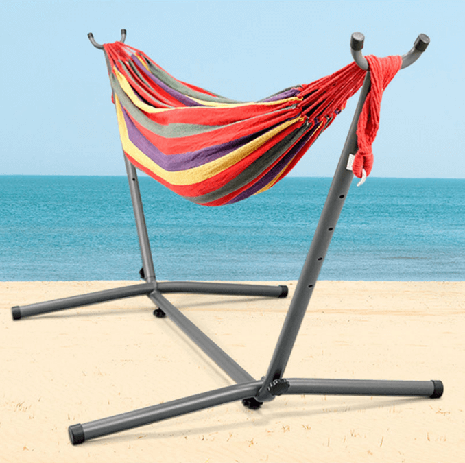Portable Foldable Waterproof Lightweight Single Double Size Canvas Nylon Mesh Fabric Camping Swing Hammock With Stand