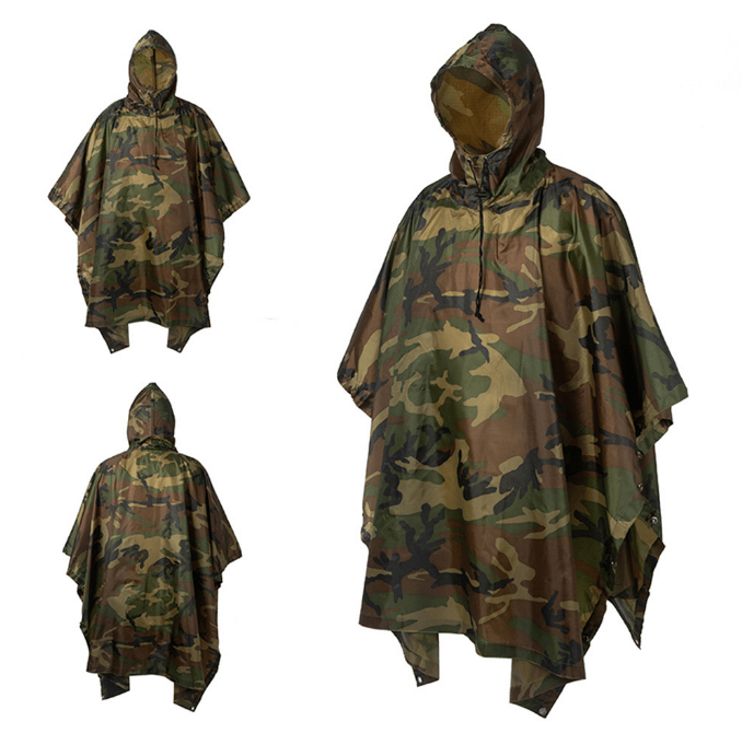 Multifunctional Lightweight Unisex Hooded Raincoat Poncho Cloak For Hiking Camping Backpacking Riding Fishing