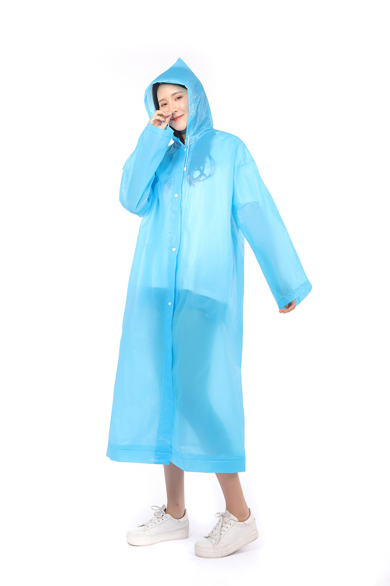 Fashion Portable Lightweight Transparent Translucent Eco Friendly Unisex Hooded Disposable Emergency Usable EVA PE Conjoined Long Travel Rain Gear Raincoat 