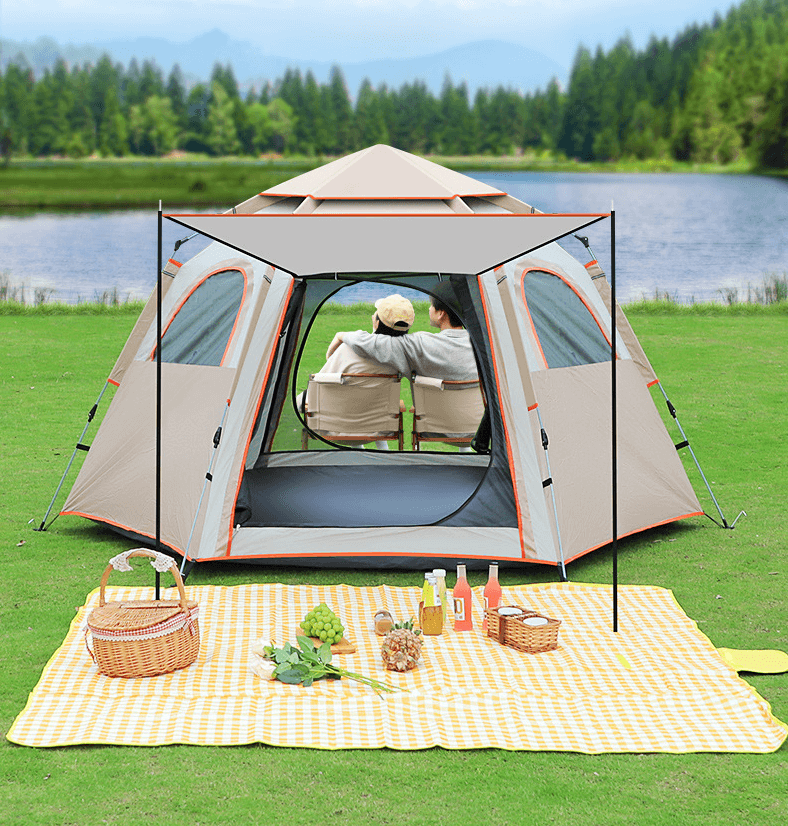 Portable Collapsible Automatic Pop Up Instant Opening Hexagonal Camping Tent 