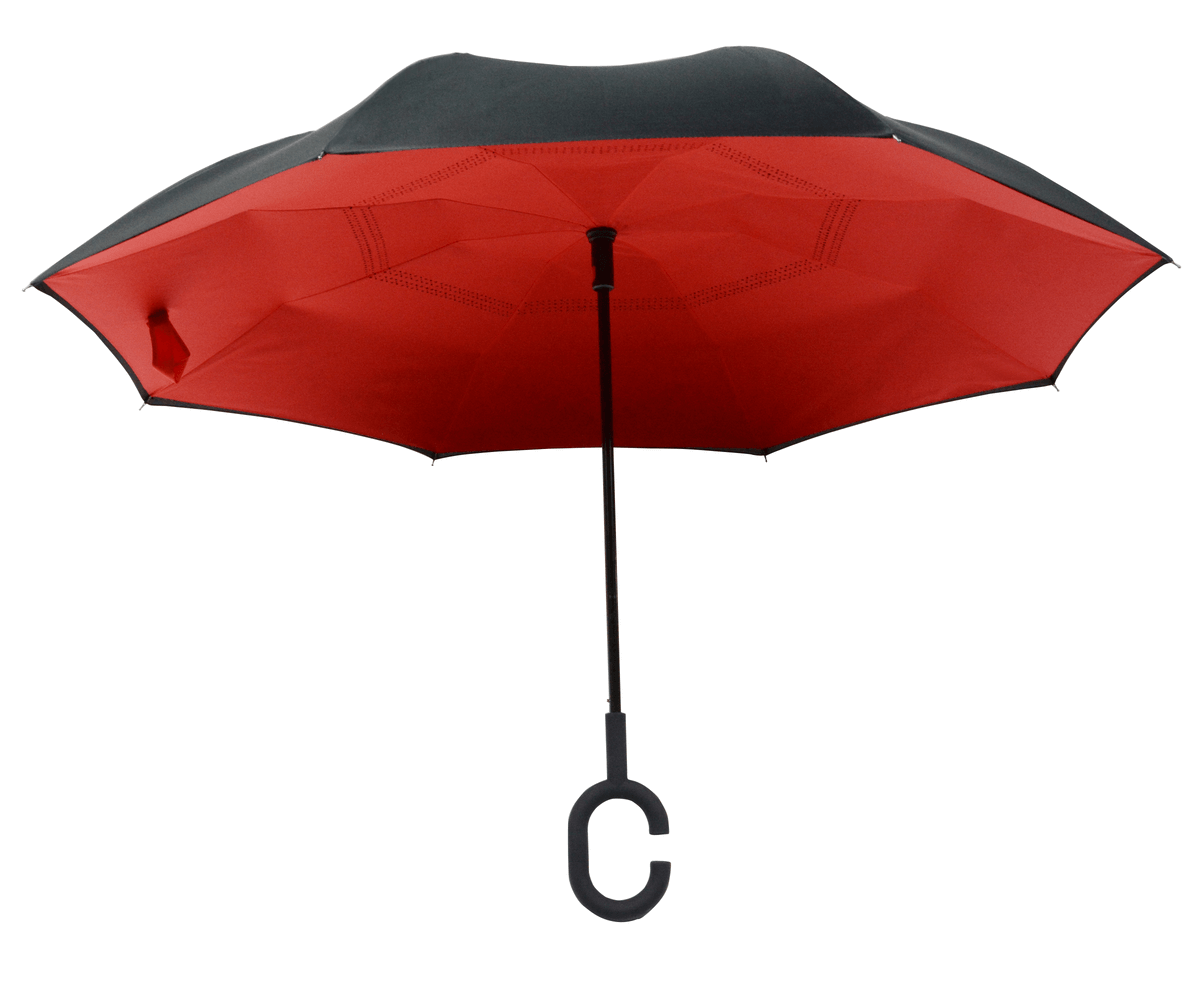 Semi Automatic Reverse Inverted Upside Down Inside Out Straight Umbrella With C Shaped Handle 
