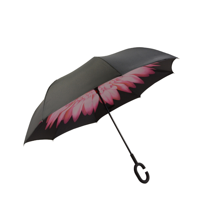  Double Layer C Shaped Handle Straight Reverse Umbrella