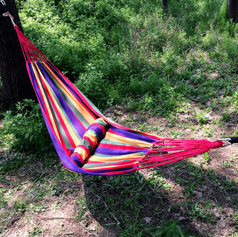 Portable Waterproof Lightweight Single Double Size Canvas Fabric Camping Swing Hammock