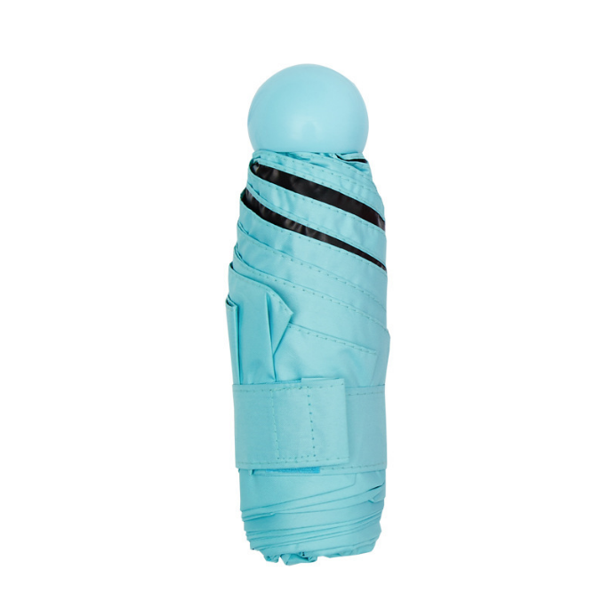 Mini Anti UV Black Glue Coated 5 Folding Capsul Umbrella For Girls