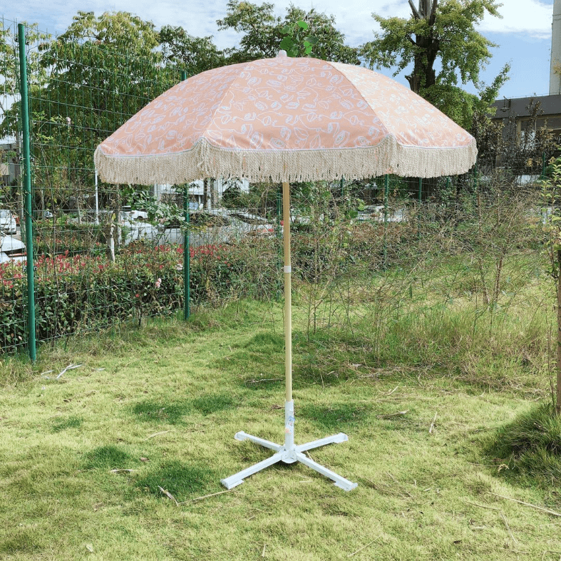 Fashion Outdoor Advertising Beach Umbrella With Tassel 