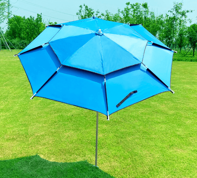 Outdoor Durable Rotatable Adjustable Anti UV Double Layer Ventilated Top Parasol Fishing Umbrella 