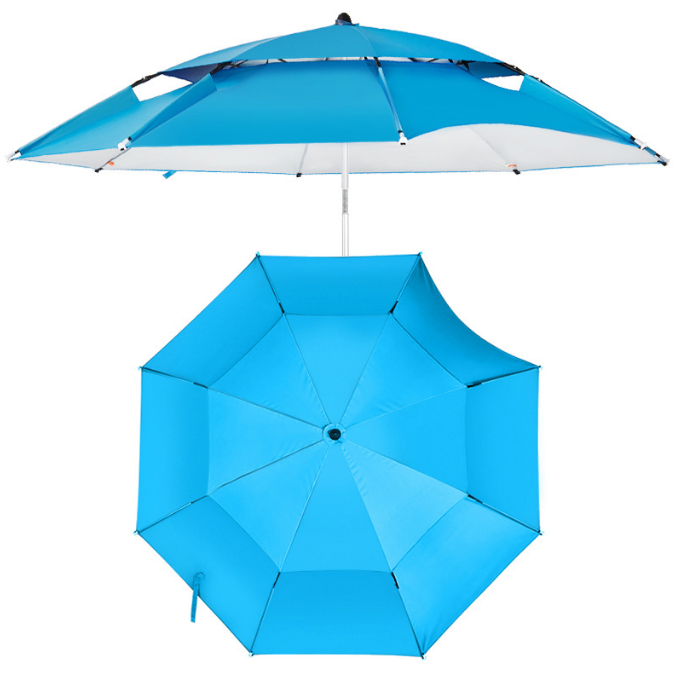 Outdoor Durable Rotatable Adjustable Anti UV Double Layer Ventilated Top Parasol Fishing Umbrella 