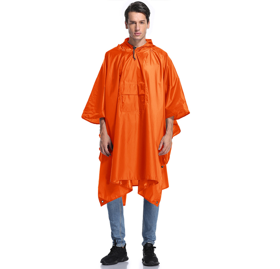 Multifunctional Lightweight Unisex Hooded Raincoat Poncho Cloak For Hiking Camping Backpacking Riding Fishing